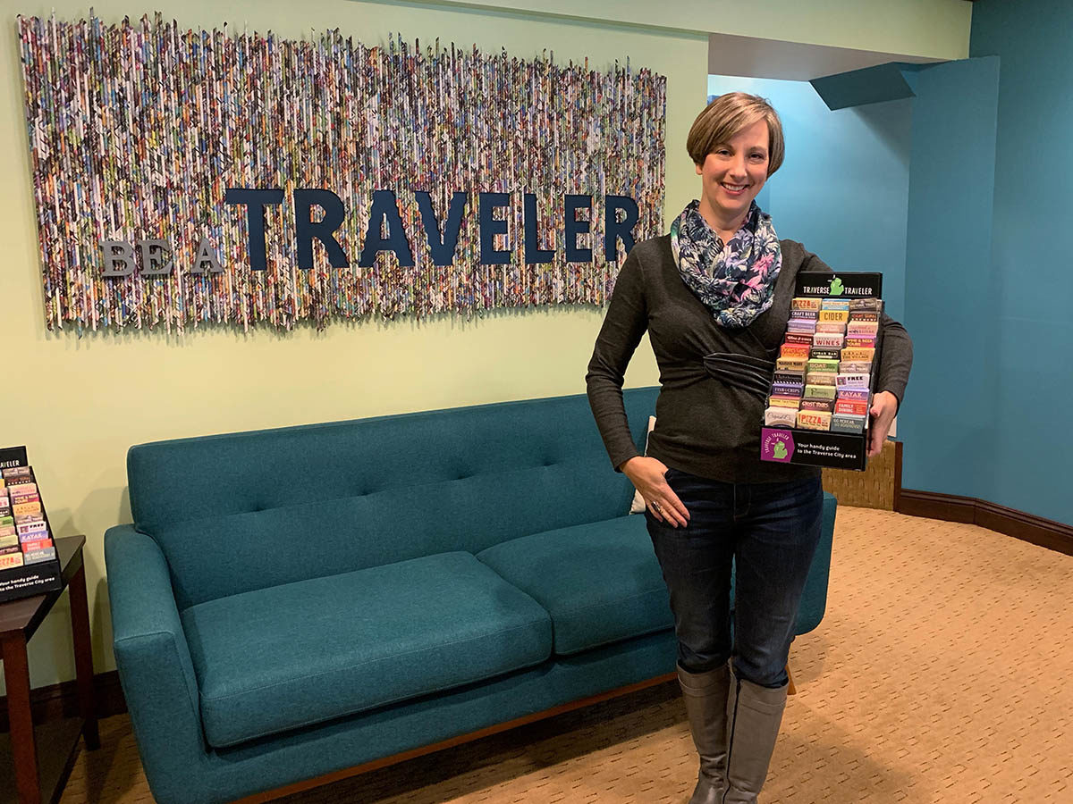 Brandy the little card lady at Traverse Traveler office